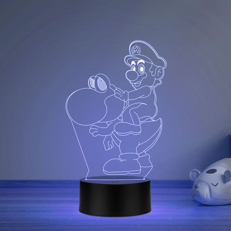 3D Illusion Mario Cartoon Night Lamp with Multicolored Light Best Gift for Children Girls Boys Gift for Cartoon Lover